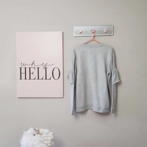 NWT Only Our Story heather grey cotton blend ruffle sweatshirt, L - Picture 4 of 4